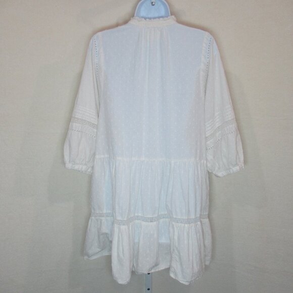 Anthropologie White Swiss Dot Boho Babydoll Dress | Size Small - Picture 3 of 14